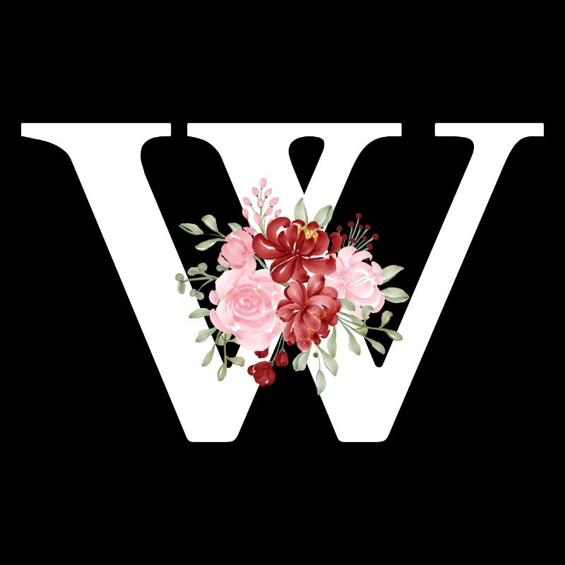 Buchstabe w floral rot