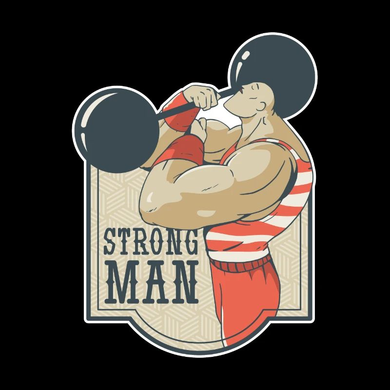 Strongman retro Muskelmann mit Gewicht Nostalgie