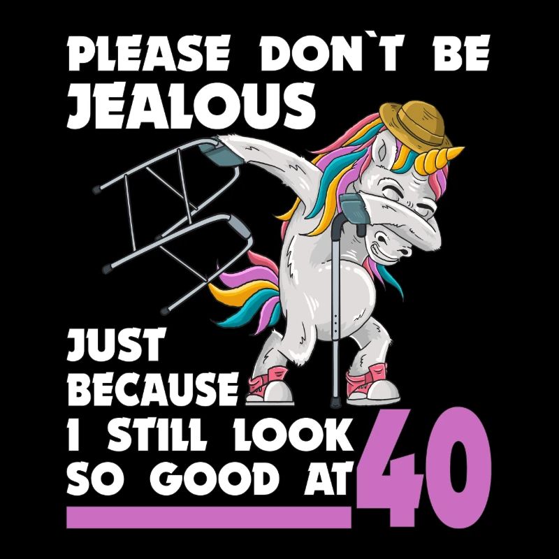 40e anniversaire Licorne 40 ans avec bâton de déambulateur