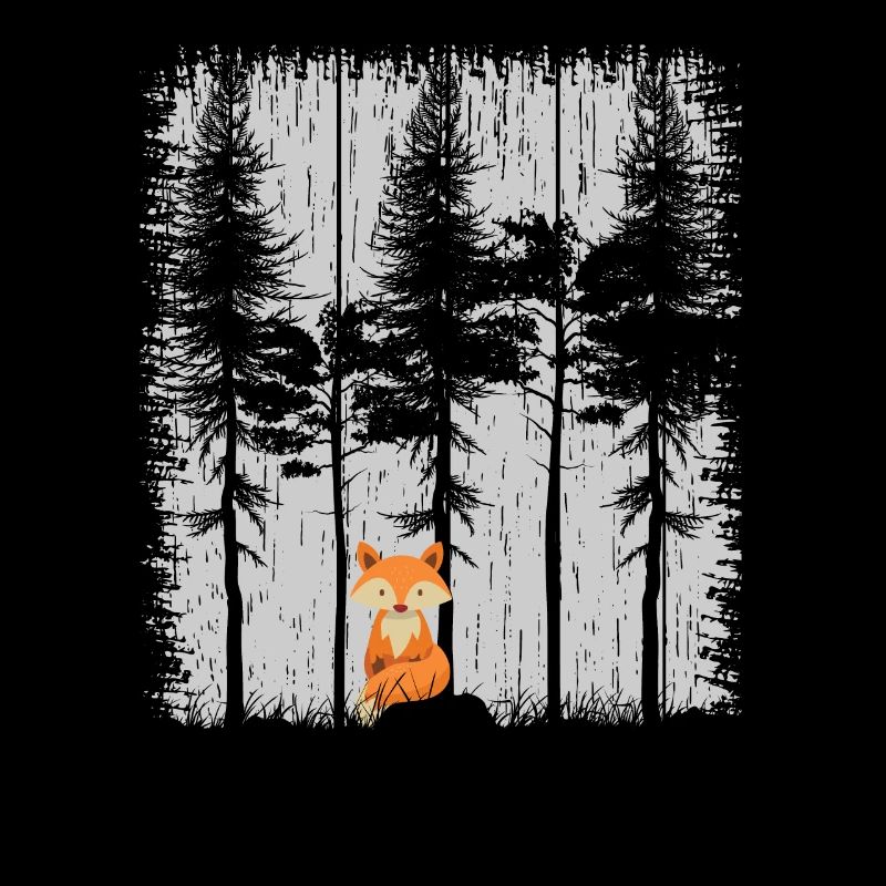 Fuchs im Wald Retro Muster Vintage Baum Wald Funny