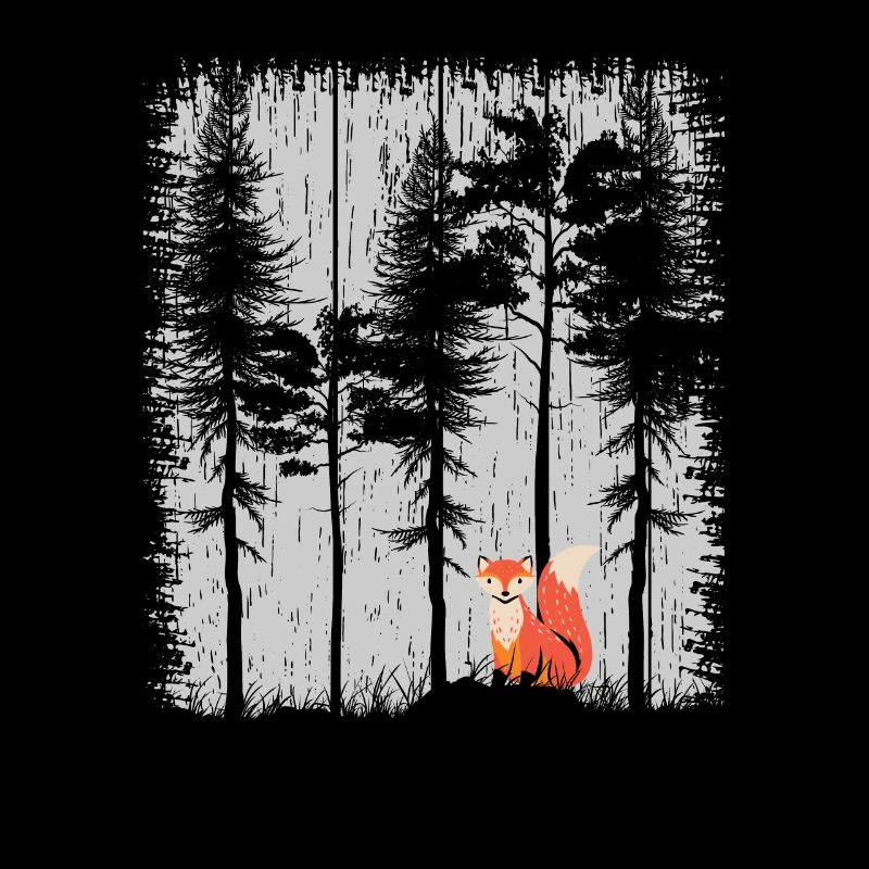 Fox in the Forest Retro Pattern Vintage Tree Forest Funny