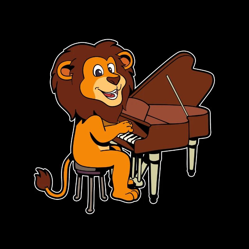 Comic Löwe spielt Klavier