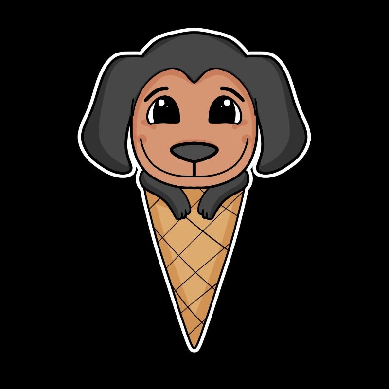 Coonhound avec cornet de crème glacée - crème glacée