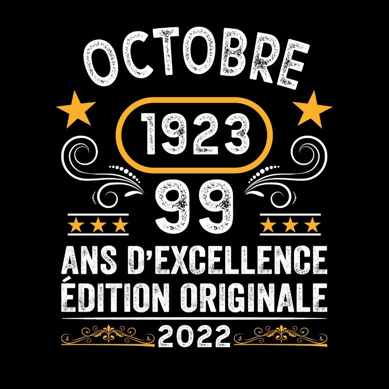 Octobre 1923 99 Ans Anniversaire Idée Cadeau Rétro