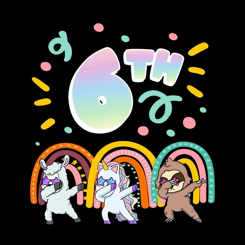 6th Birthday Dabbing Llama Unicorn Sloth | 6.