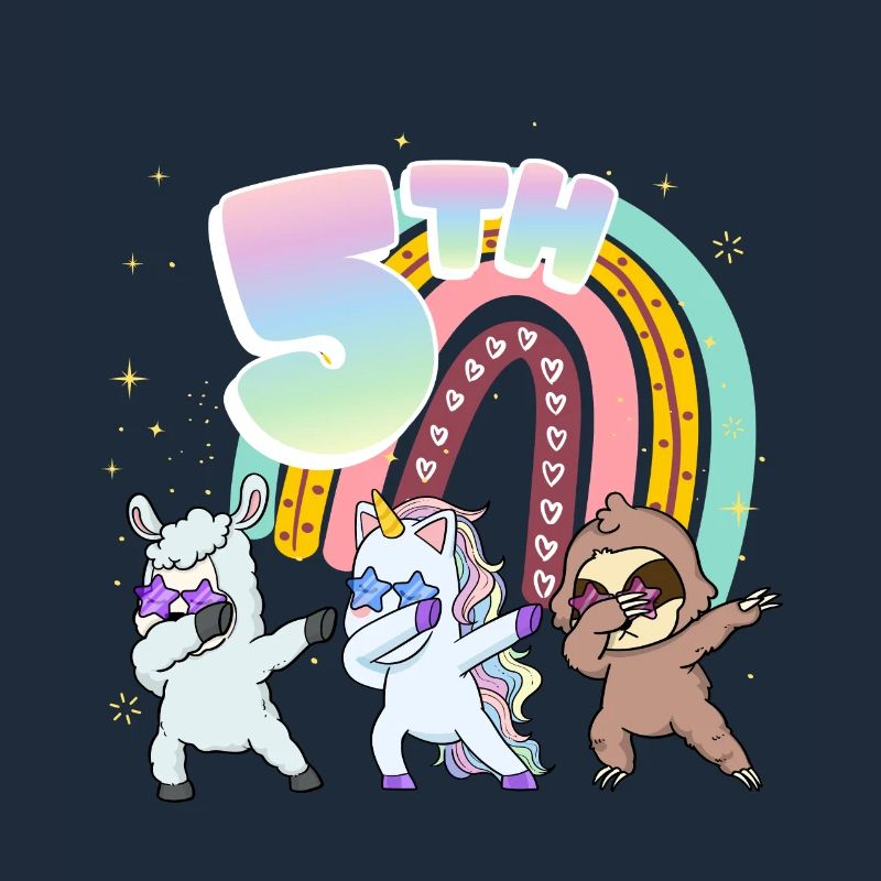 5th Birthday Dabbing Llama Unicorn Sloth | 5th