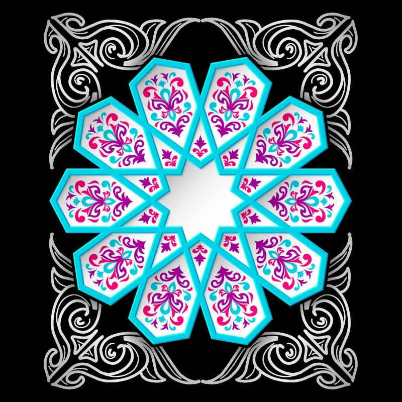 Persisches Ornament mit Silber-Dekor im 3d Stil