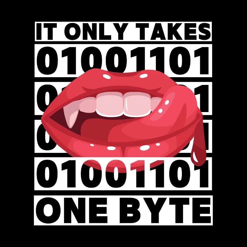 Bit Bytes Binäre Computernerd, Vampir, Spruch, Pun