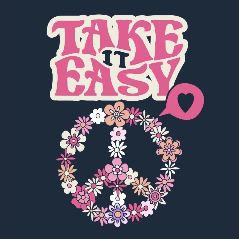Peace Symbol with Flowers Take-it-Easy Groovy Style