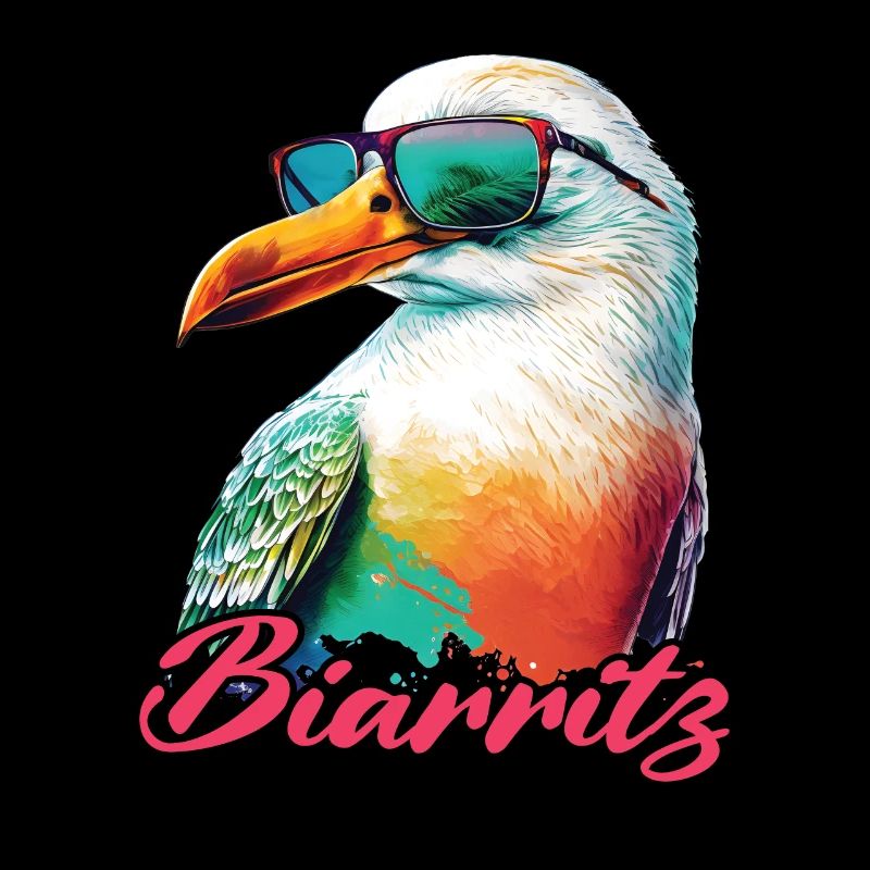 Biarritz Urlaub coole bunte Möwe mit Sonnenbrille
