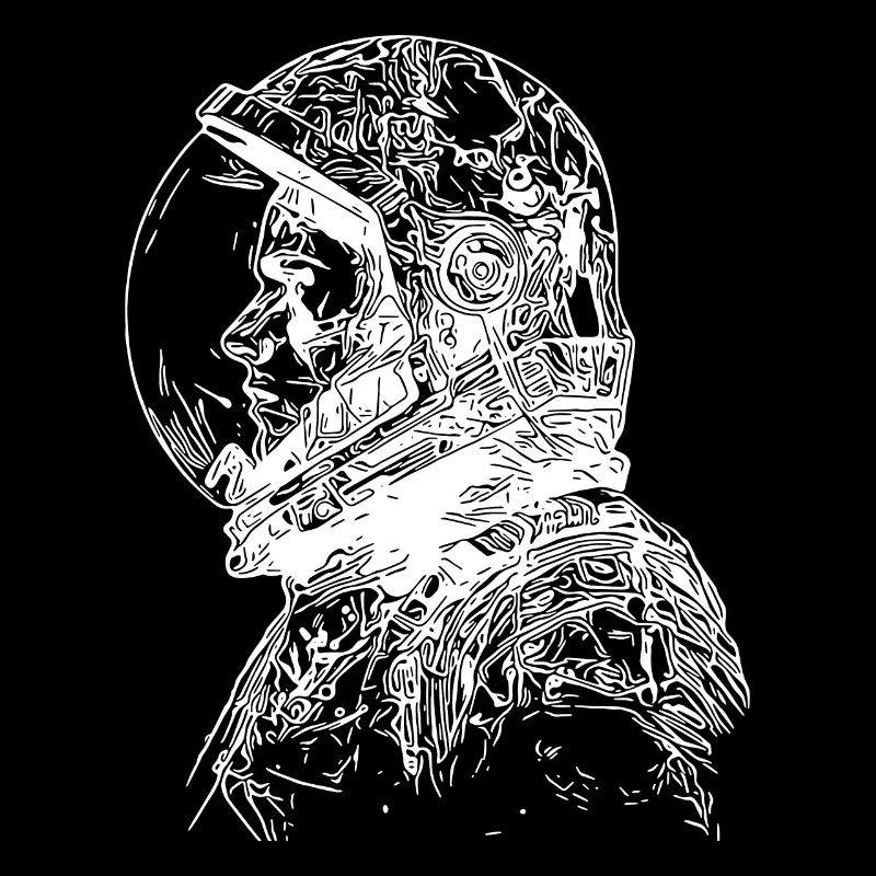 Vintage cosmonaut with closed helmet