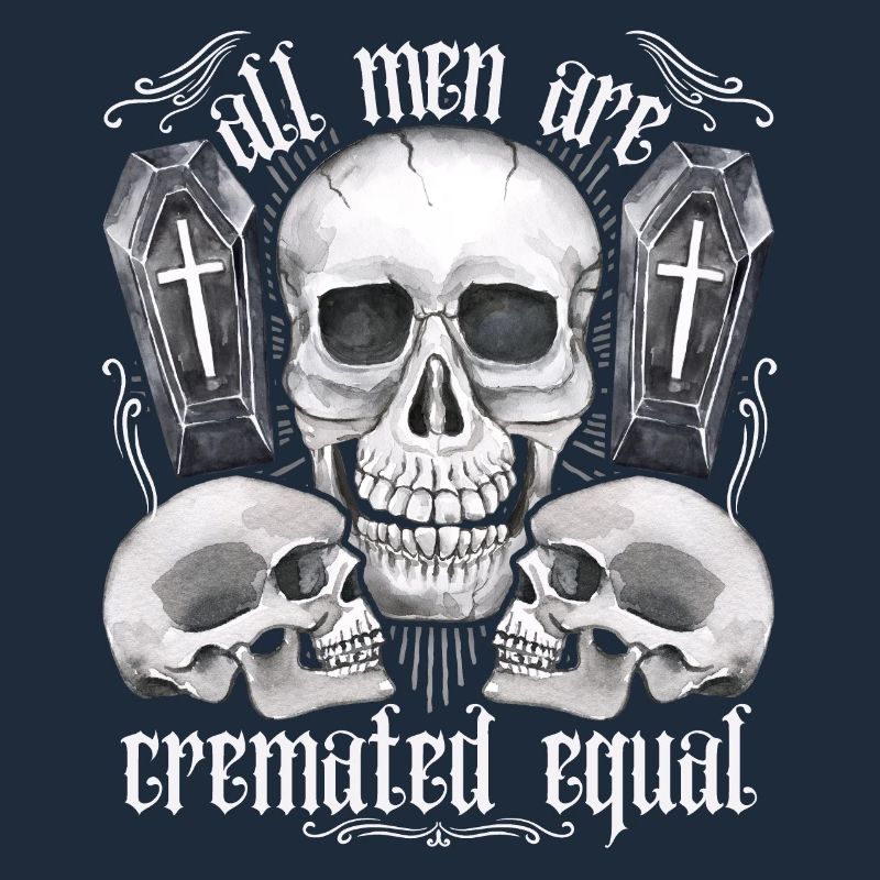 Three skulls, funny saying, pun, crematorium
