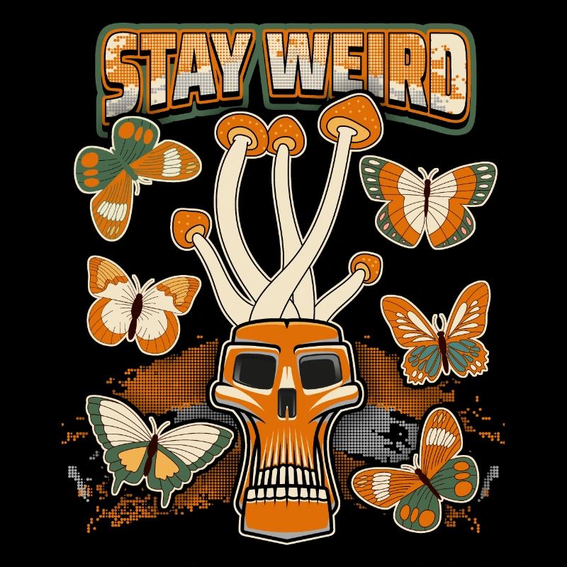 Magic Mushrooms, Psychedelic, Skull, Mushrooms