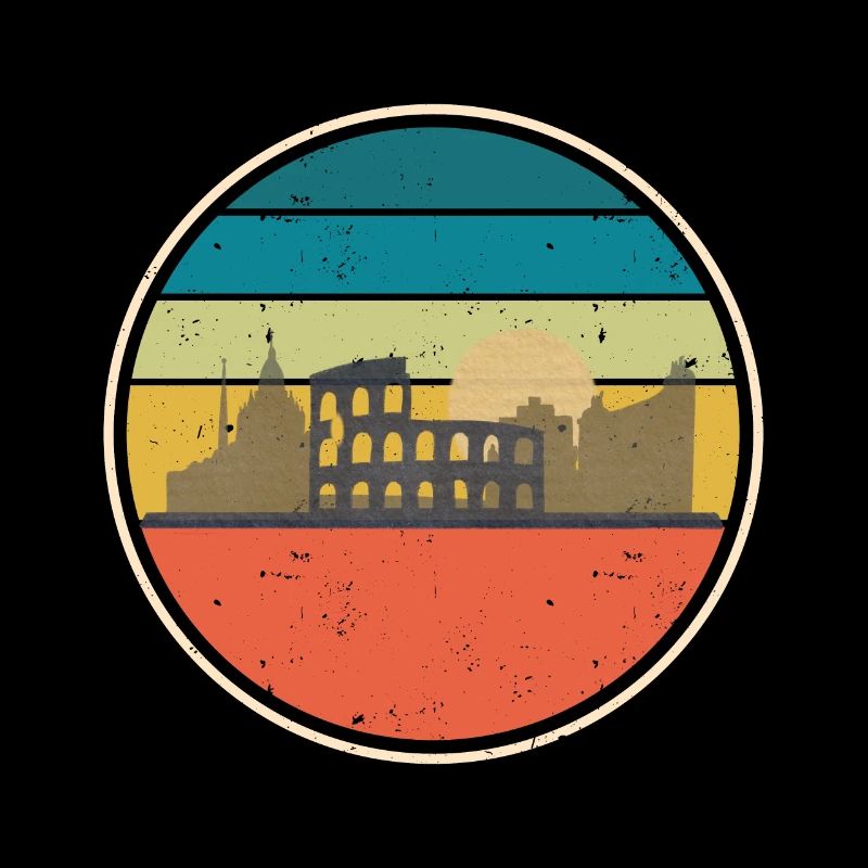 Farbenfrohe Retro-Vintage-Grafiken mit Blick auf Rom