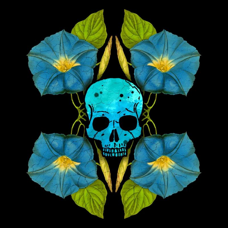Totenkopf Skull mit Prunkwinde, Morning-Glory