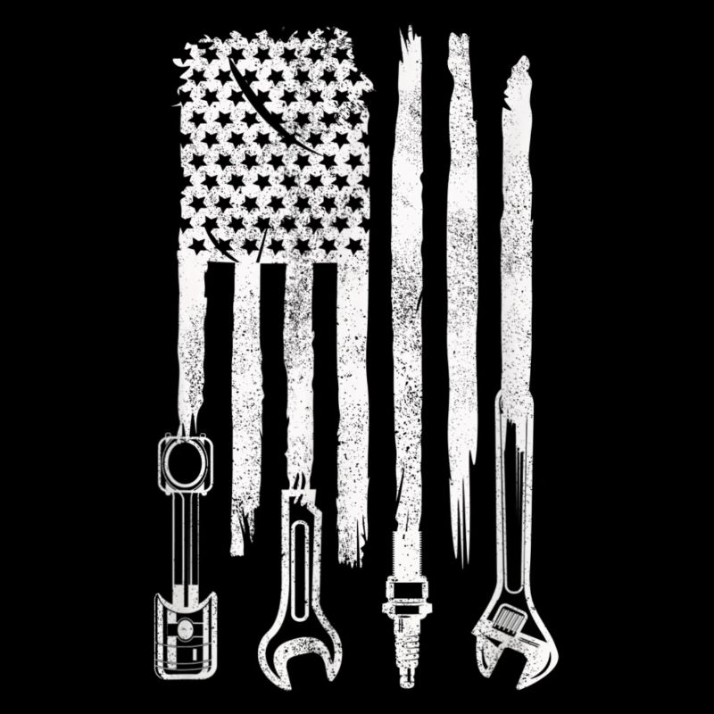 American Flag Mechanic Tools Car Fixing Essentials