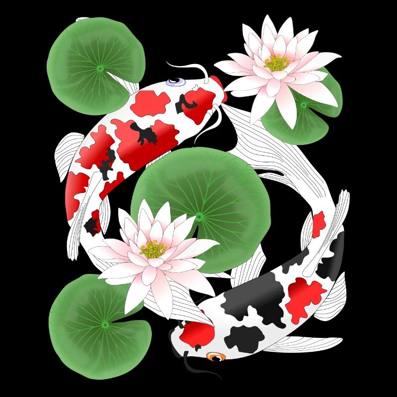Koi dans l’étang aux nénuphars