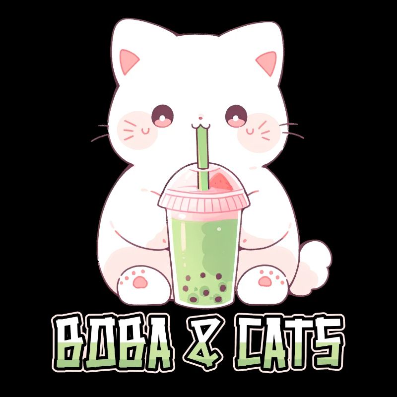 Boba and Cats Katze die Bubble Tee Mädchen Anime