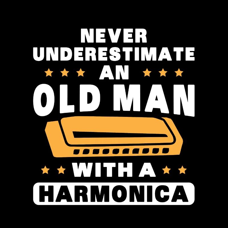 An old man with a harmonica