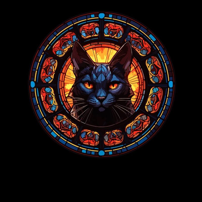 Art du vitrail - Chat coloré élégant