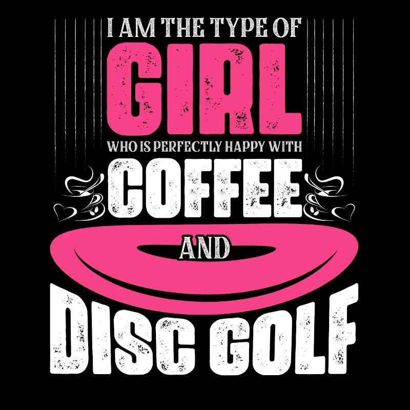 Fille heureuse avec du café et du disc golf Disc Golfer F