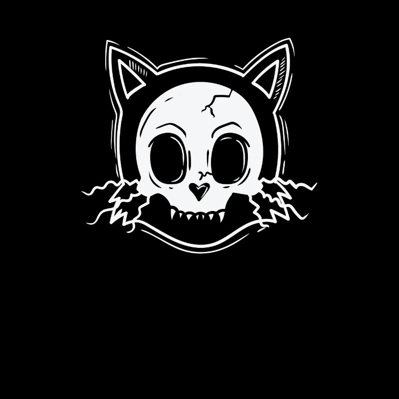 Cat Head Gothic Creepy Style
