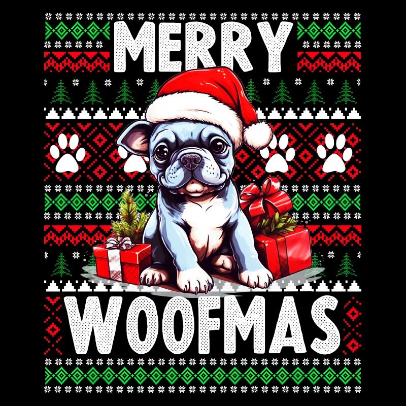 Drôle de conception de Noël de chien bouledogue français - Merry