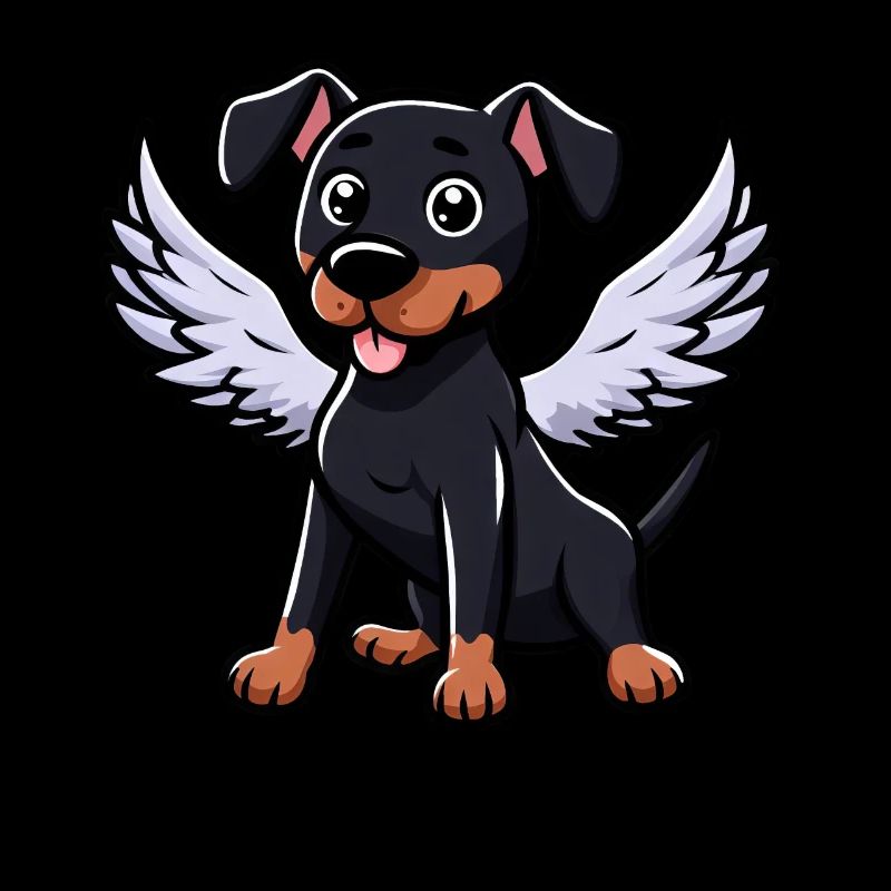 Engel Dobermann, Comic-Hund, Süße Illustration