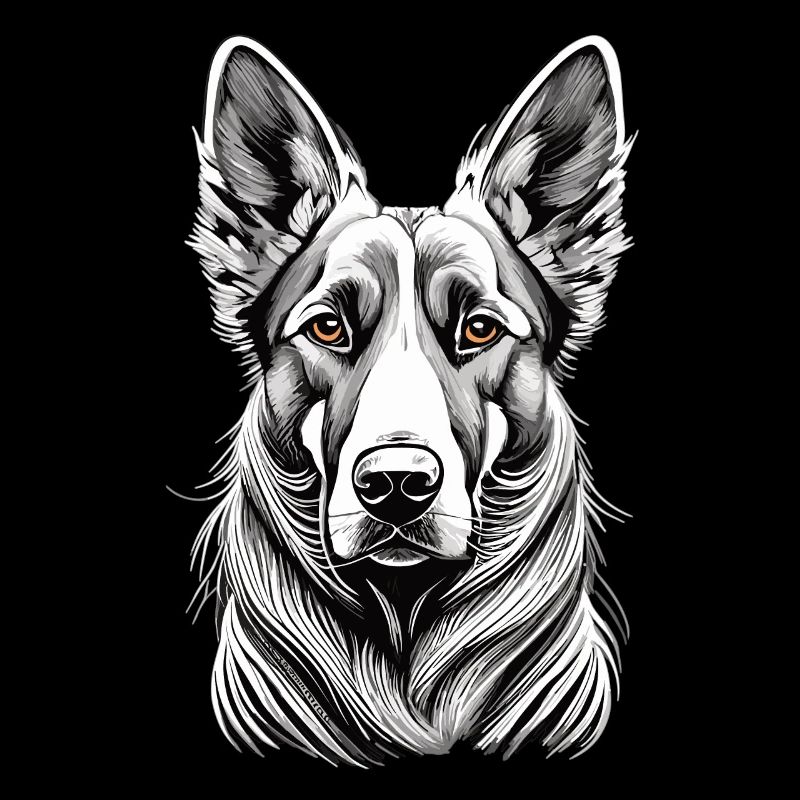 Monochrome Charm - German Shepherd in the Spotlight
