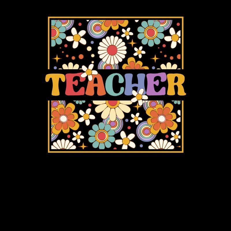 Lehrer Retro Groovy Hippies 100. Tag der Schule
