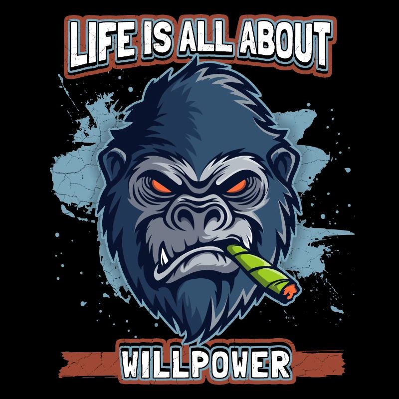 Lustiger Comic Gorilla-Affe mit Joint, Affe Spruch