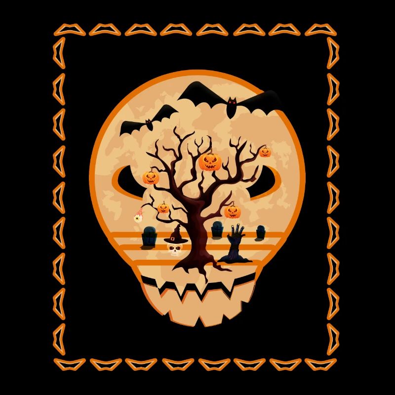 Illustration Happy Spooky Halloween Ghost Skull