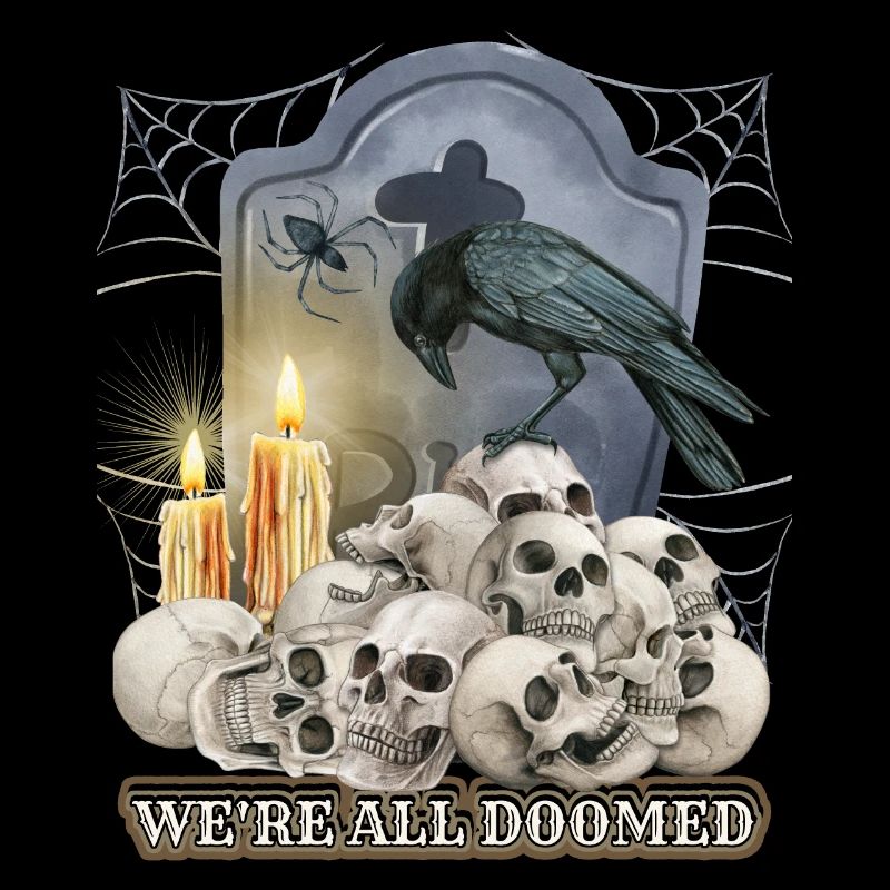 Scary Skull, Black Raven, Spider
