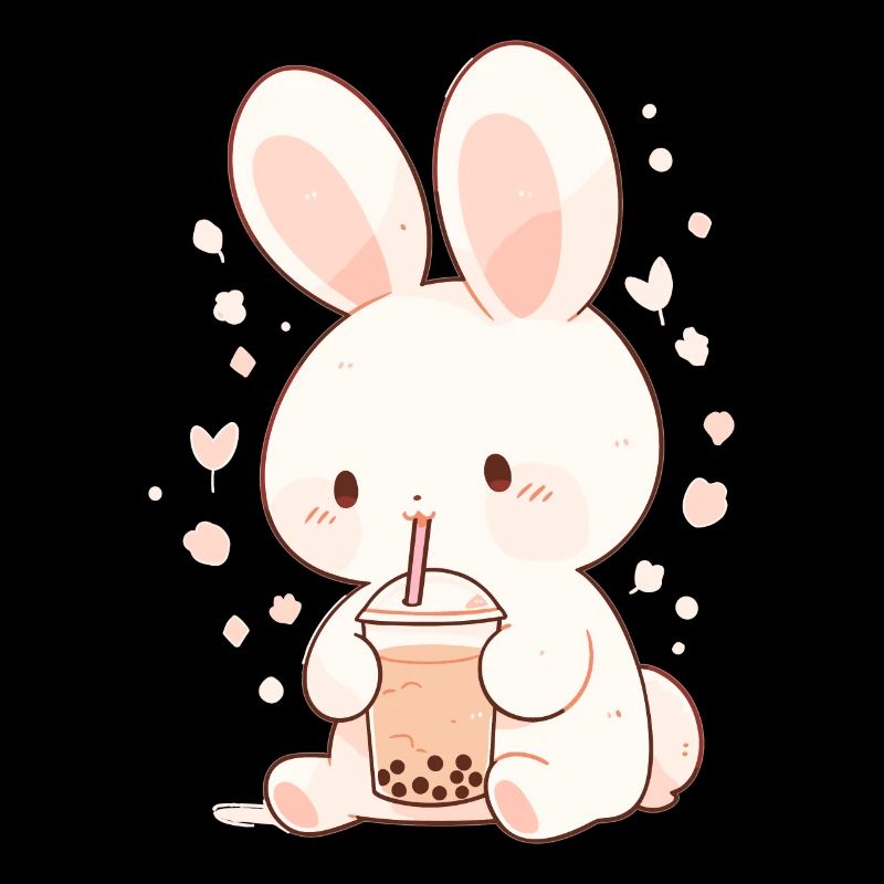 Kawaii Hase trinkt Boba Bubble Tea Chibi