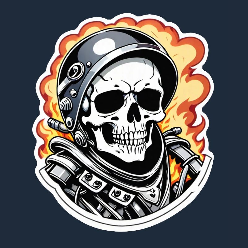 Retro Style Motorcycle - Skull and Skeleton