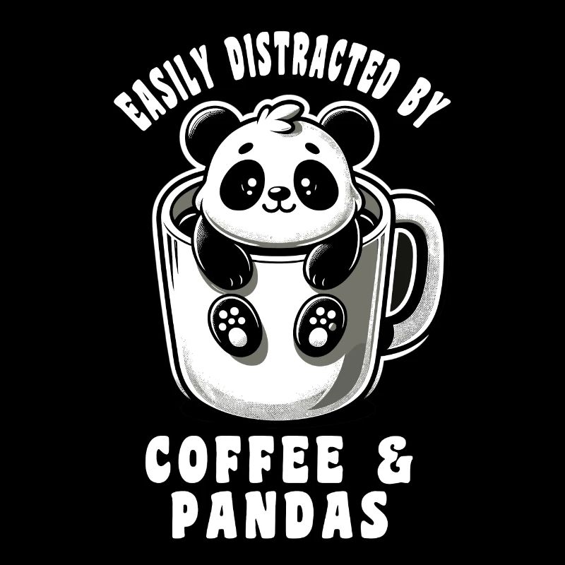 Pandas et café Facilement distrait Coffee Panda