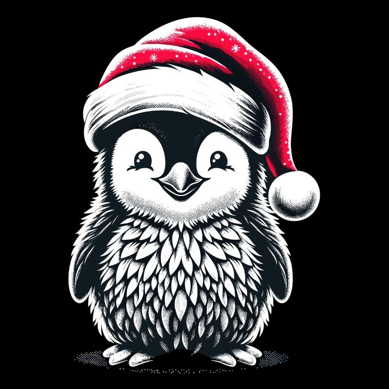 Pingouin Père Noël mignon