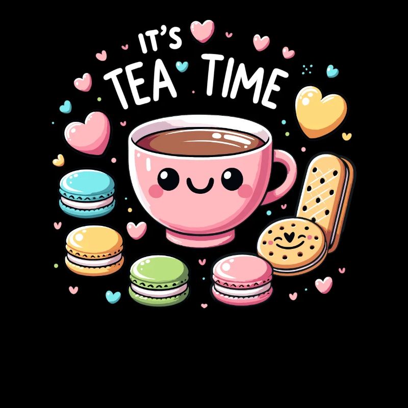 Kawaii Tea Cute Tea Lover Cookie Cake Tea Time