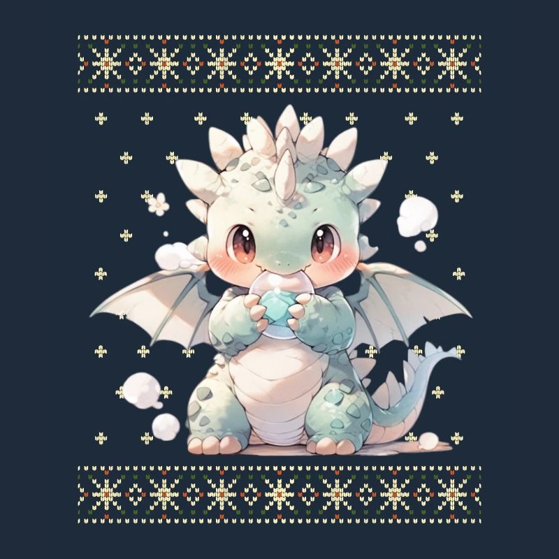 Dragon kawaii dans le style pull de Noël moche