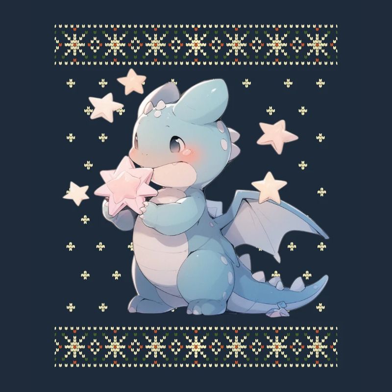 Dragon kawaii dans le style pull de Noël moche