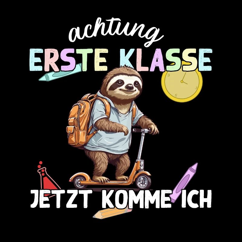 Faultier Erste Klasse Einschulung Roller Design