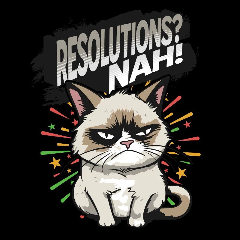 Résolutions? Près! Pyjama Angry Cat Bonne Année