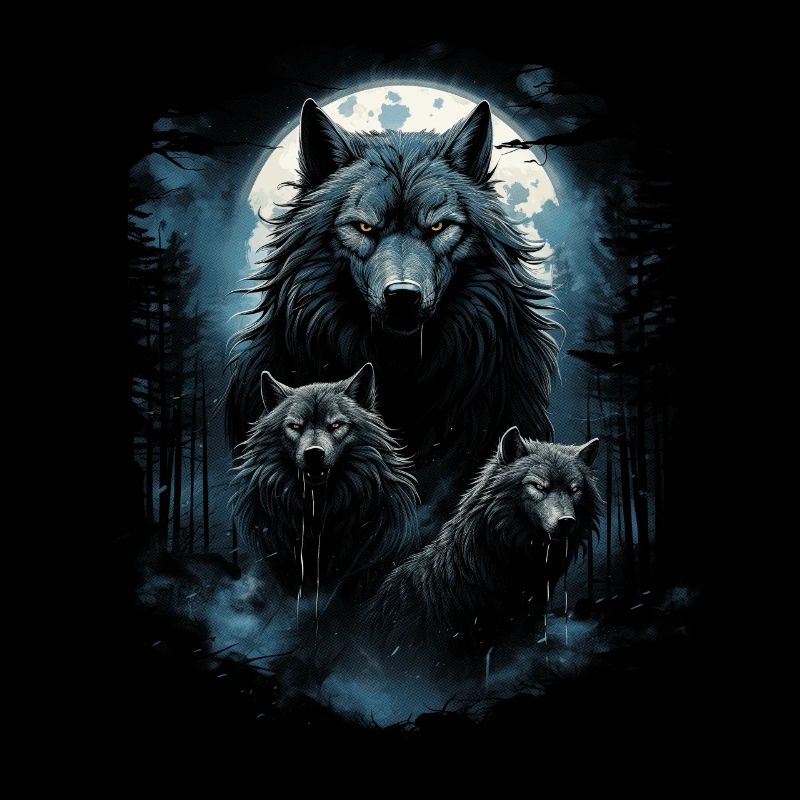 Dunkle Kunst Wolf Wald Mythisch