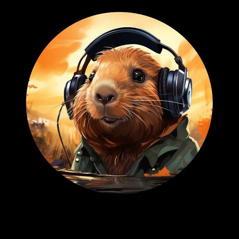 Lustiges Capybara, Wasserschwein mit Kopfhörer