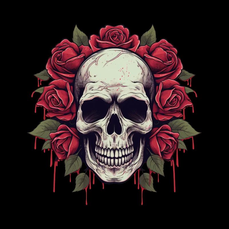 Skull Roses Grunge Aesthetic Goth Skull