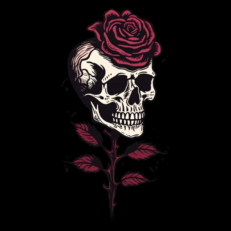 Skull Rose Aesthetics Goth Skull Grunge