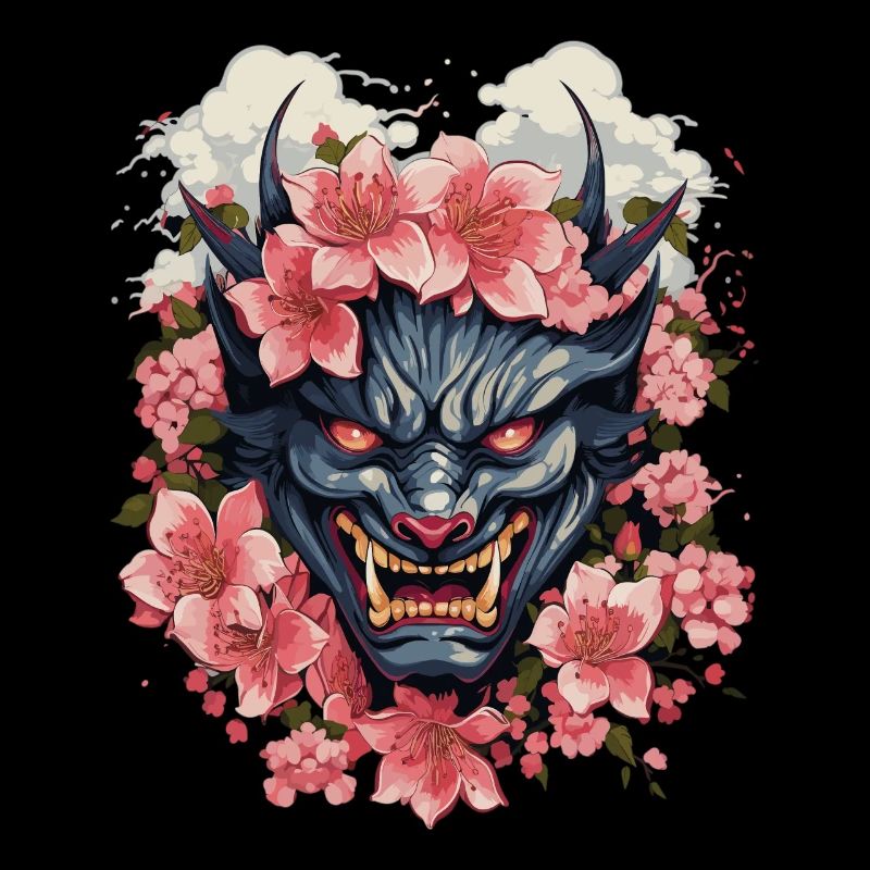Japanischer Hannya Dämon Samurai Warrior Oni Maske