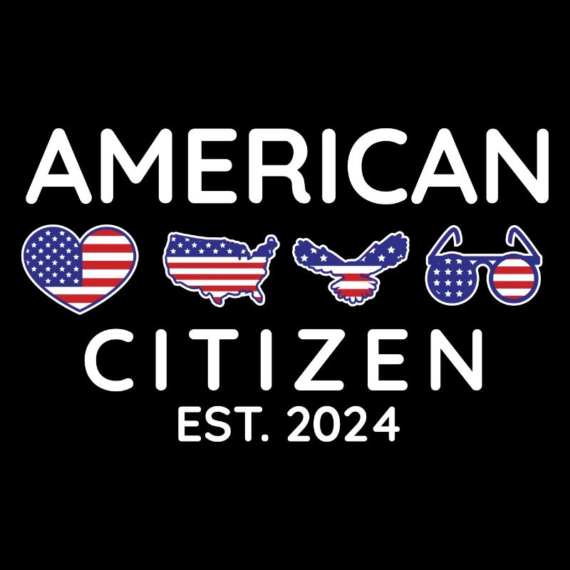 American Citizen Est 2024 US Flag Naturalized