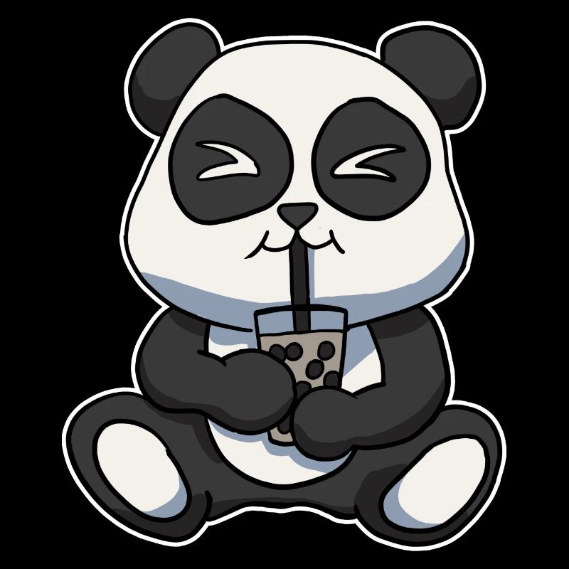 Anime Kawaii Bubble Tea Drinking Panda Bear