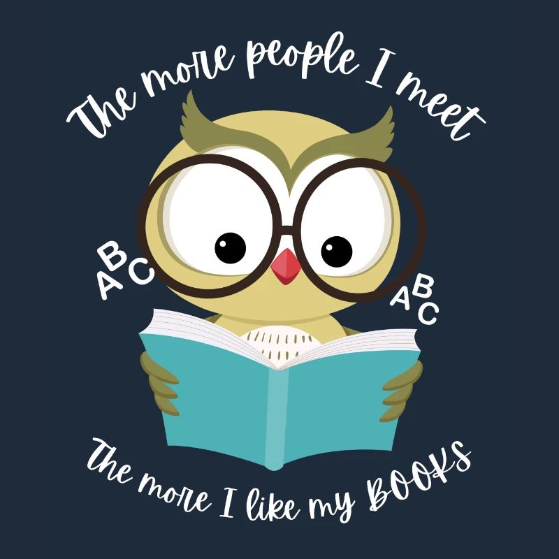 Eule liest ein Buch . Du liebst Bücher